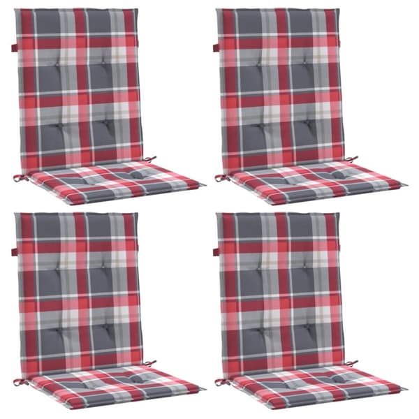 vidaXL stolehynde m. lav ryg 4 stk. 100x50x3 cm oxfordstof rødternet