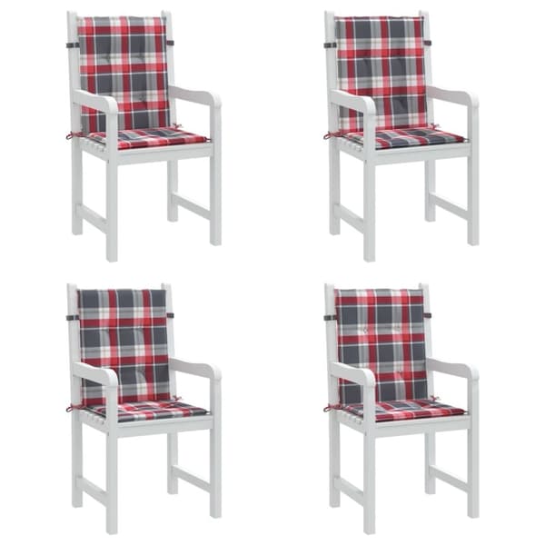 vidaXL stolehynde m. lav ryg 4 stk. 100x50x3 cm oxfordstof rødternet