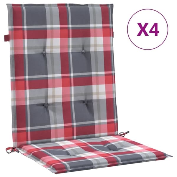 vidaXL stolehynde m. lav ryg 4 stk. 100x50x3 cm oxfordstof rødternet