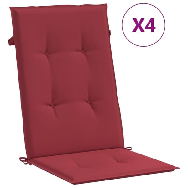 vidaXL stolehynder m. høj ryg 4 stk. 120x50x3 cm stof vinrød