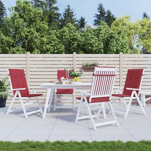vidaXL stolehynder m. høj ryg 4 stk. 120x50x3 cm stof vinrød