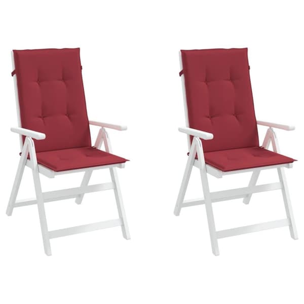 vidaXL Stolsdynor 2 st vinröd 120x50x3 cm tyg