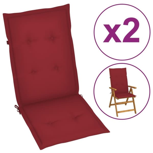 vidaXL Stolsdynor 2 st vinröd 120x50x3 cm tyg