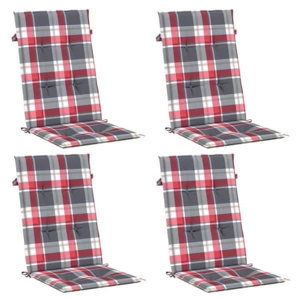vidaXL Stolsdynor 4 st rödrutig 120x50x3 cm tyg