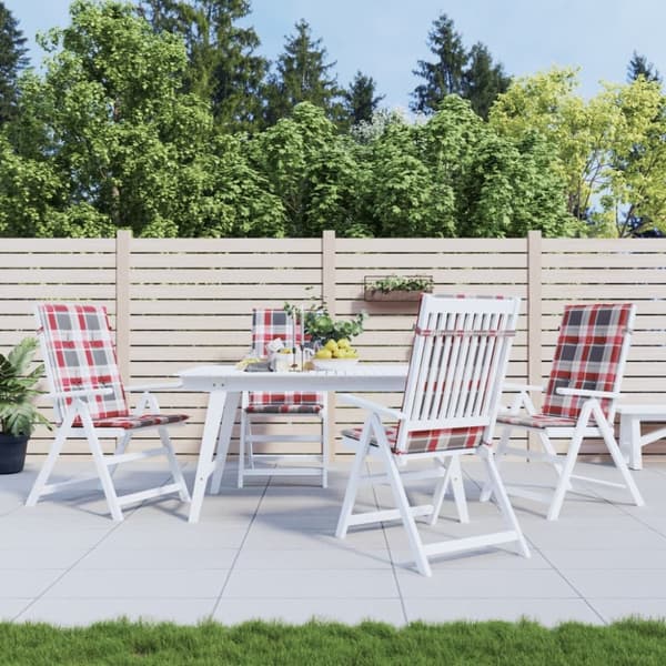 vidaXL Stolsdynor 4 st rödrutig 120x50x3 cm tyg