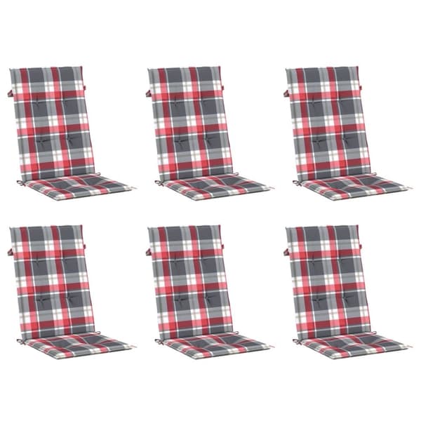 vidaXL Stolsdynor 6 st rödrutig 120x50x3 cm tyg