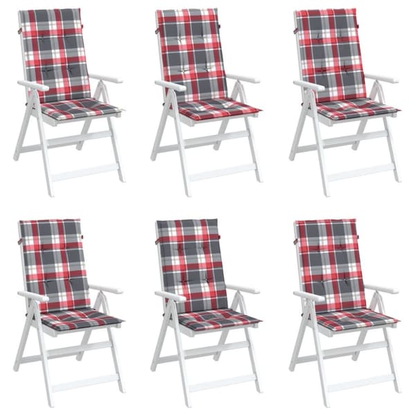 vidaXL Stolsdynor 6 st rödrutig 120x50x3 cm tyg