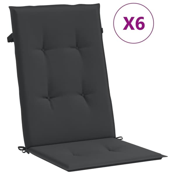 vidaXL Stolsdynor 6 st svart 120x50x3 cm tyg