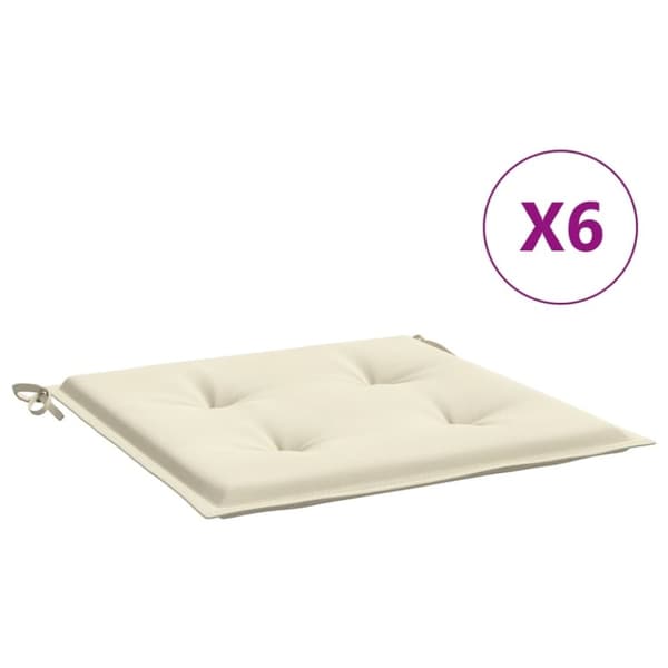 vidaXL hynder til havestol 6 stk. 50x50x3 cm oxfordstof cremefarvet