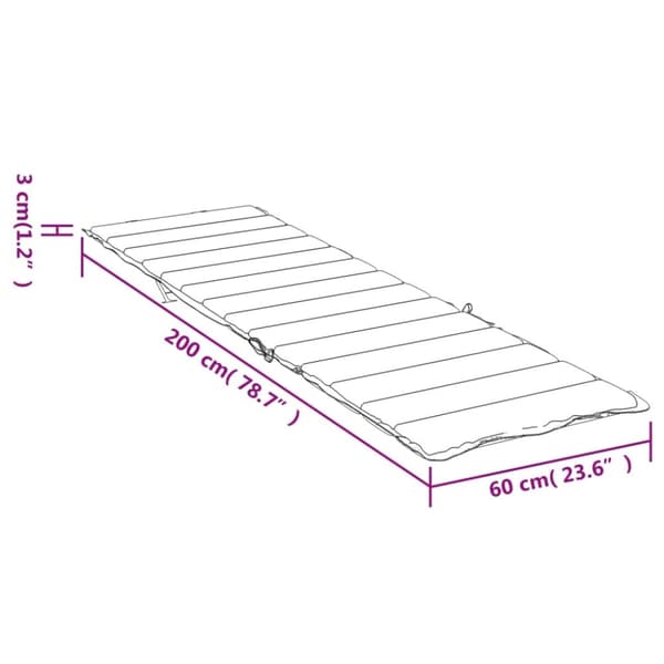 vidaXL hynde til liggestol 200x60x3 cm oxfordstof vinrød