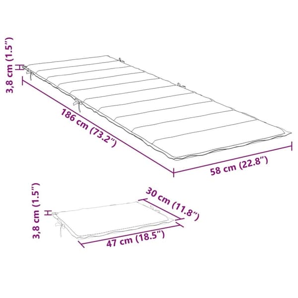 vidaXL hynde til liggestol 186x58x3 cm oxfordstof grøn
