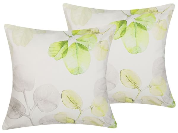 Uppsättning av 2 Dekorativa Prydnadskuddar Flerfärgad Bladmotiv Fyrkantig 45 x 45 cm Modern Inredning Tillbehör