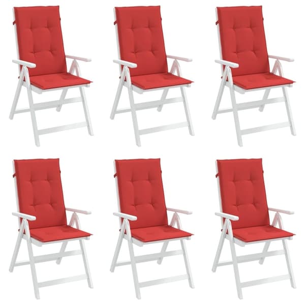 vidaXL stolehynder m. høj ryg 6 stk. 120x50x3 cm stof rød