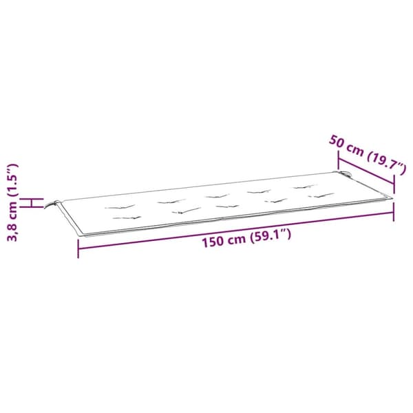 vidaXL hynde til havebænk 150x50x3 cm oxfordstof vinrød