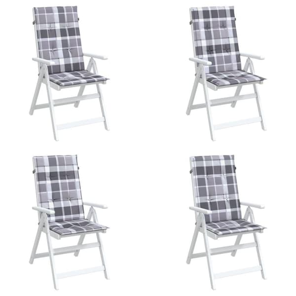 vidaXL stolehynder m. høj ryg 4 stk. 120x50x3 cm stof gråternet