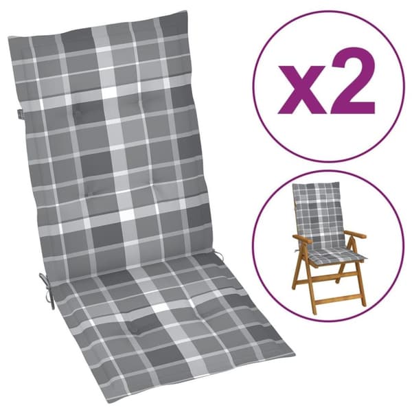 vidaXL stolehynder m. høj ryg 2 stk. 120x50x3 cm stof gråternet