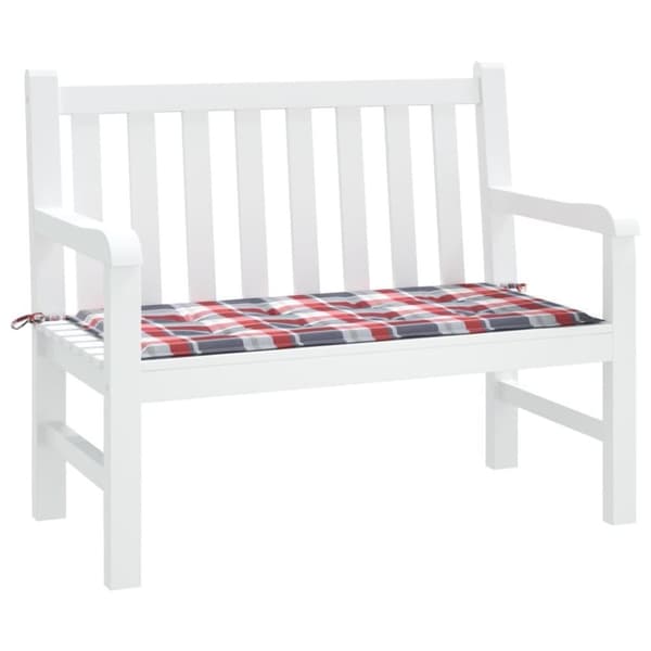 vidaXL Bänkdyna för trädgården rödrutig 100x50x3 cm oxfordtyg