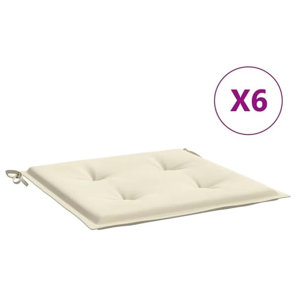 vidaXL Stolsdynor 6 st gräddvit 40x40x3 cm oxfordtyg