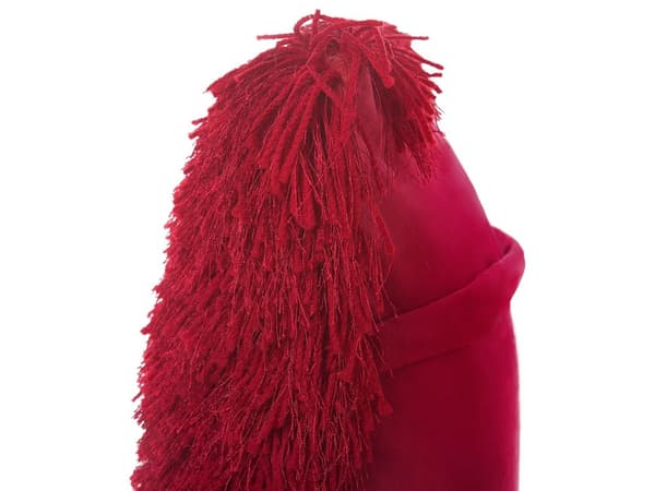 Uppsättning av 2 Prydnadskuddar Röd Polyester Tyg Shaggy Fuskpäls 45 x 45 cm