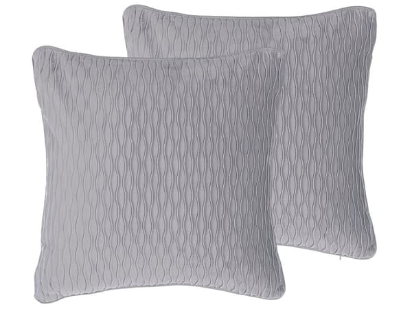 Uppsättning med 2 Prydnadskuddar Grå Rektangulär 45 x 45 cm Traditionell Tillbehör