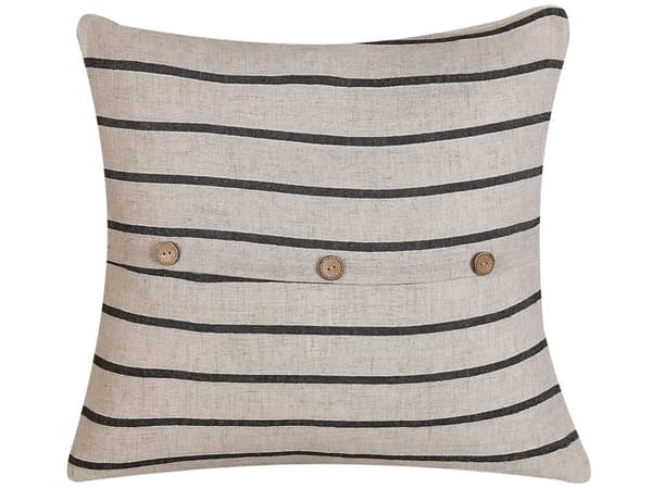 Prydnadskudde 2 st Beige och Svart Randig Knappar Fyrkantig 43 x 43 cm Modern Dekoration Cynara