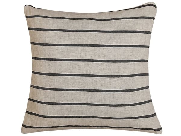 Prydnadskudde 2 st Beige och Svart Randig Knappar Fyrkantig 43 x 43 cm Modern Dekoration Cynara