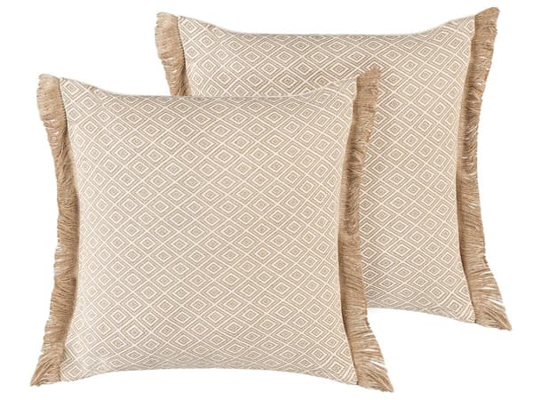 Dekorativ Kudde 2 st Beige Geometriskt Mönster 45 x 45 cm Modern Boho Tillbehör