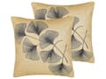 Miniatyrbild 1 av 7: Dekorativ Kudde 2 st Beige Bladmotiv 45 x 45 cm Naturinspirerad Modern Tillbehör
