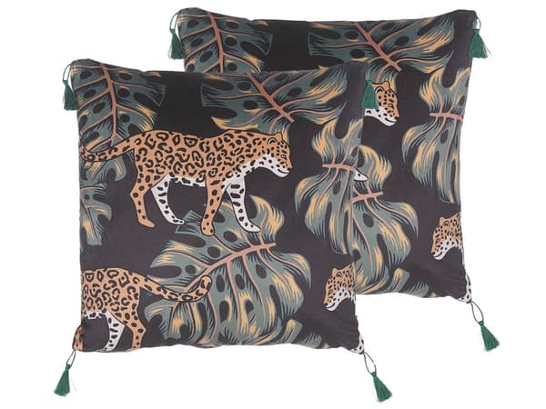 Dekorativ Kudde Svart Djurtryck 45 x 45 cm Tiger Motiv Modern Tillbehör