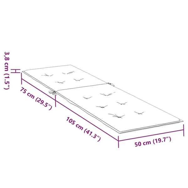 vidaXL hynde til dækstol (75+105)x50x4 cm gråternet mønster