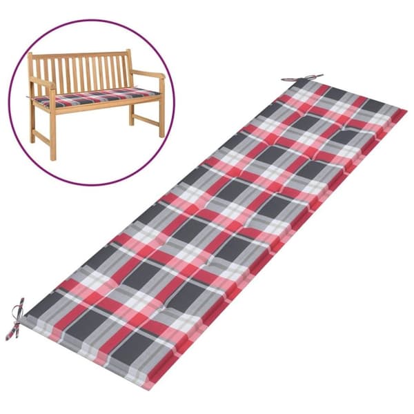 vidaXL hynde til havebænk 180x50x3 cm oxfordstof ternet rød
