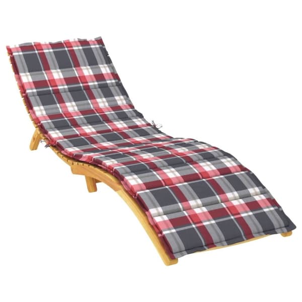 vidaXL Solsängsdyna rödrutig 200x50x3 cm oxfordtyg