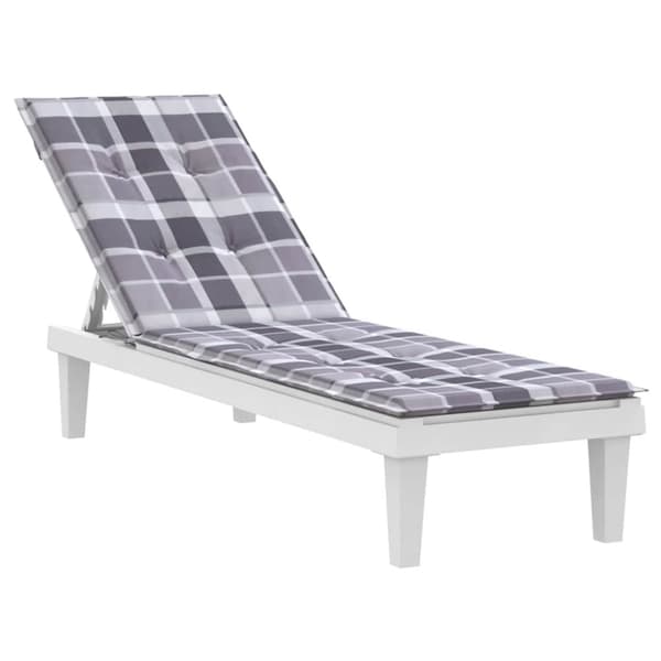 vidaXL Solsängsdyna grått rutmönster (75+105)x50x4 cm