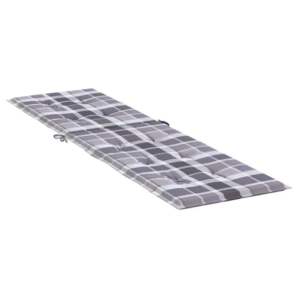 vidaXL Solsängsdyna grått rutmönster (75+105)x50x4 cm