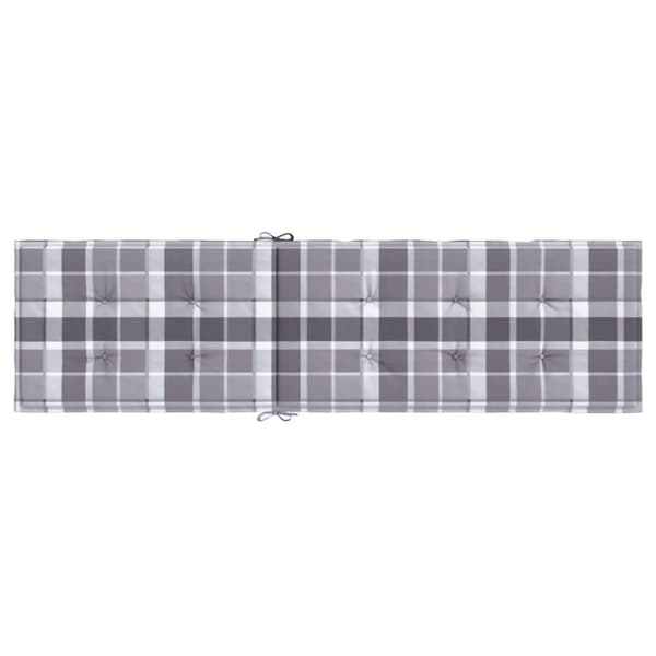 vidaXL Solsängsdyna grått rutmönster (75+105)x50x4 cm