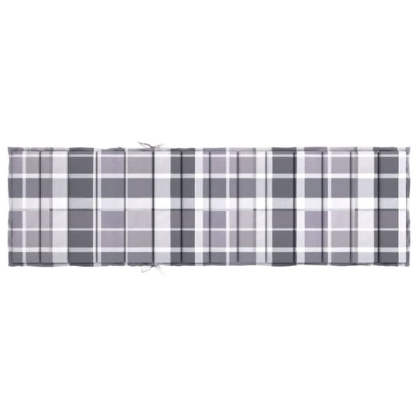 vidaXL Solsängsdyna grårutig 200x50x3 cm oxfordtyg