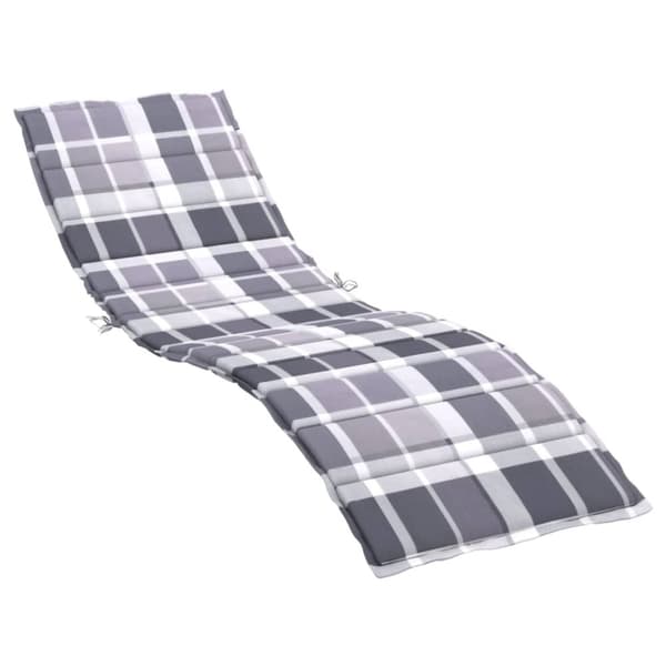 vidaXL Solsängsdyna grårutig 200x50x3 cm oxfordtyg