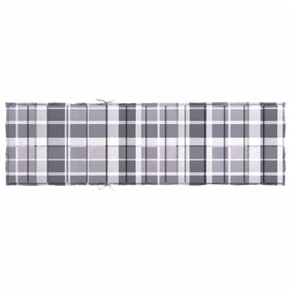 vidaXL Solsängsdyna grårutig 200x60x3 cm oxfordtyg