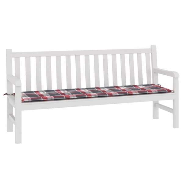 vidaXL Bänkdyna för trädgården rödrutig 180x50x3 cm tyg