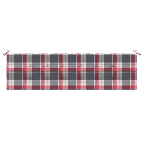 vidaXL Bänkdyna för trädgården rödrutig 180x50x3 cm tyg