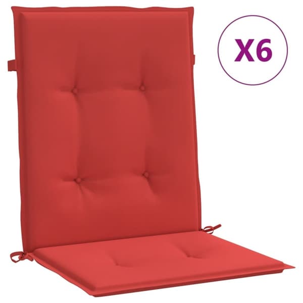 vidaXL stolehynde m. lav ryg 6 stk. 100x50x3 cm oxfordstof rød
