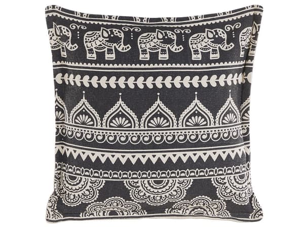 Prydnadskudde 2 st Svart och Beige Bomull 45 x 45 cm Avtagbara Fodral med Polyesterfyllning