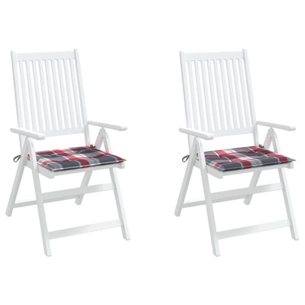 vidaXL hynder til havestol 2 stk. 40x40x3 cm oxfordstof rødternet