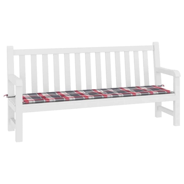 vidaXL Bänkdyna för trädgården rödrutig 200x50x3 cm oxfordtyg