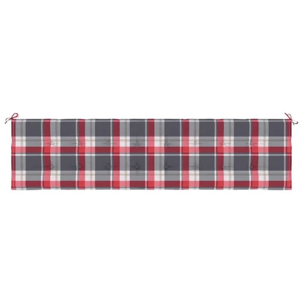 vidaXL Bänkdyna för trädgården rödrutig 200x50x3 cm oxfordtyg