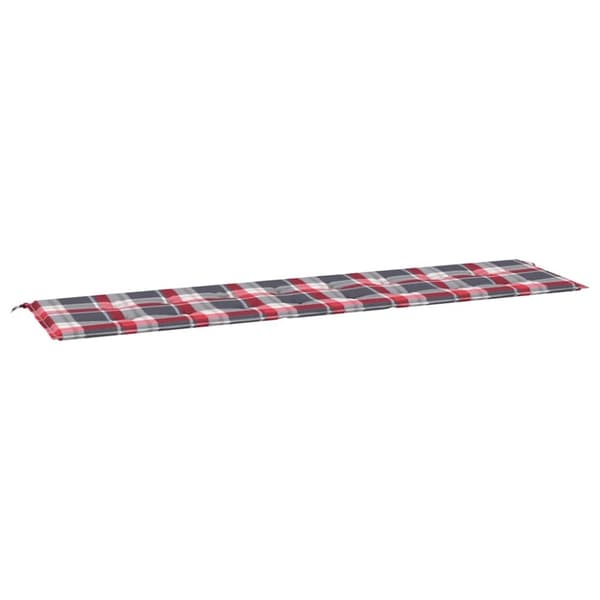 vidaXL Bänkdyna för trädgården rödrutig 200x50x3 cm oxfordtyg
