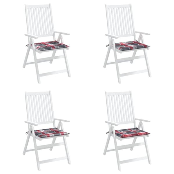 vidaXL Stolsdynor 4 st rödrutig 40x40x3 cm oxfordtyg