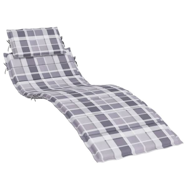 vidaXL Solsängsdyna grårutig 186x58x3 cm oxfordtyg