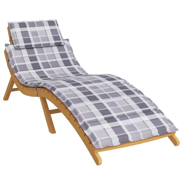 vidaXL Solsängsdyna grårutig 186x58x3 cm oxfordtyg