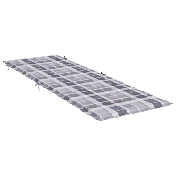 vidaXL Solsängsdyna grårutig 186x58x3 cm oxfordtyg